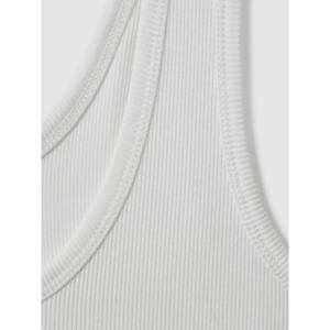 REISS Violet Stretch-Cotton Ribbed Vest